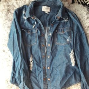 Distressed Jean Shirt